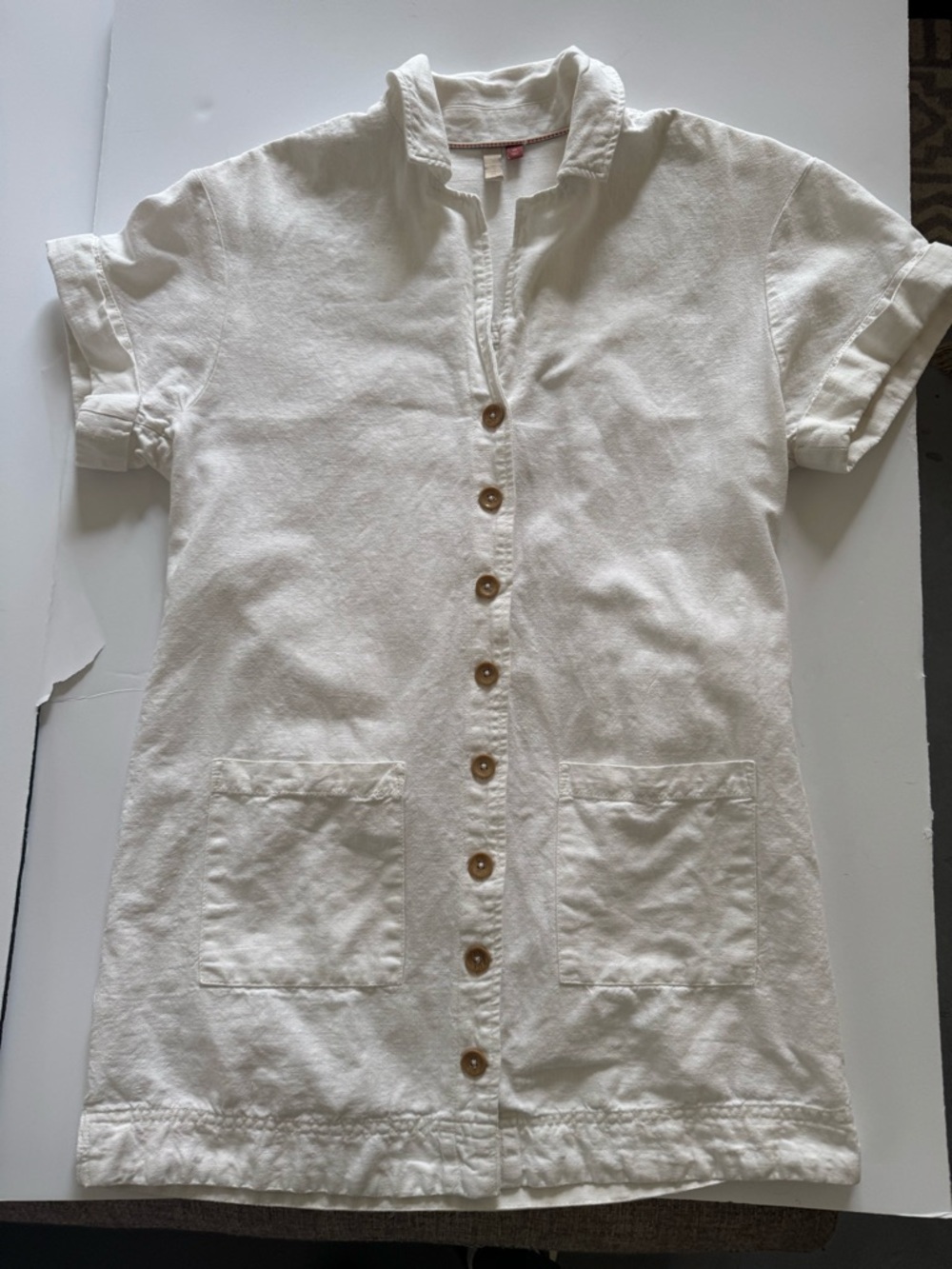 Pilcro Ivory Button-Front Linen Shirt Dress - Picture 4 of 8